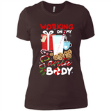 Working On My Santa Body Funny Christmas Gift Sleeve Xmas - Ladies' Boyfriend T-Shirt