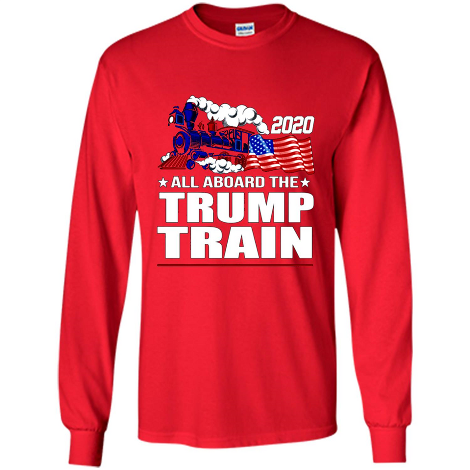 All Board The Trump Train 2020 Patriotic U.S Flag pingpong - Long Sleeve T-Shirt