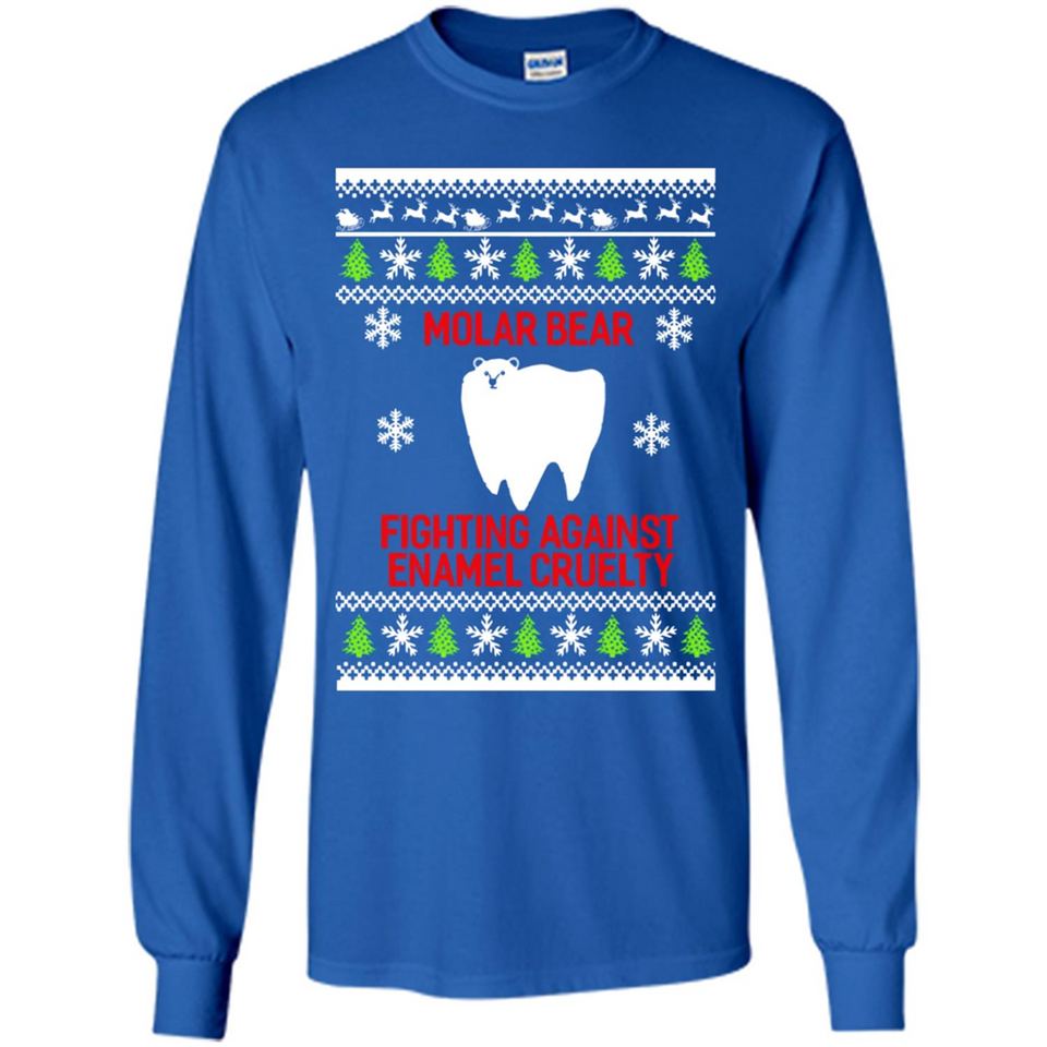 Molar bear fighting against enamel cruelty Christmas - Long Sleeve T-Shirt