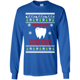 Molar bear fighting against enamel cruelty Christmas - Long Sleeve T-Shirt