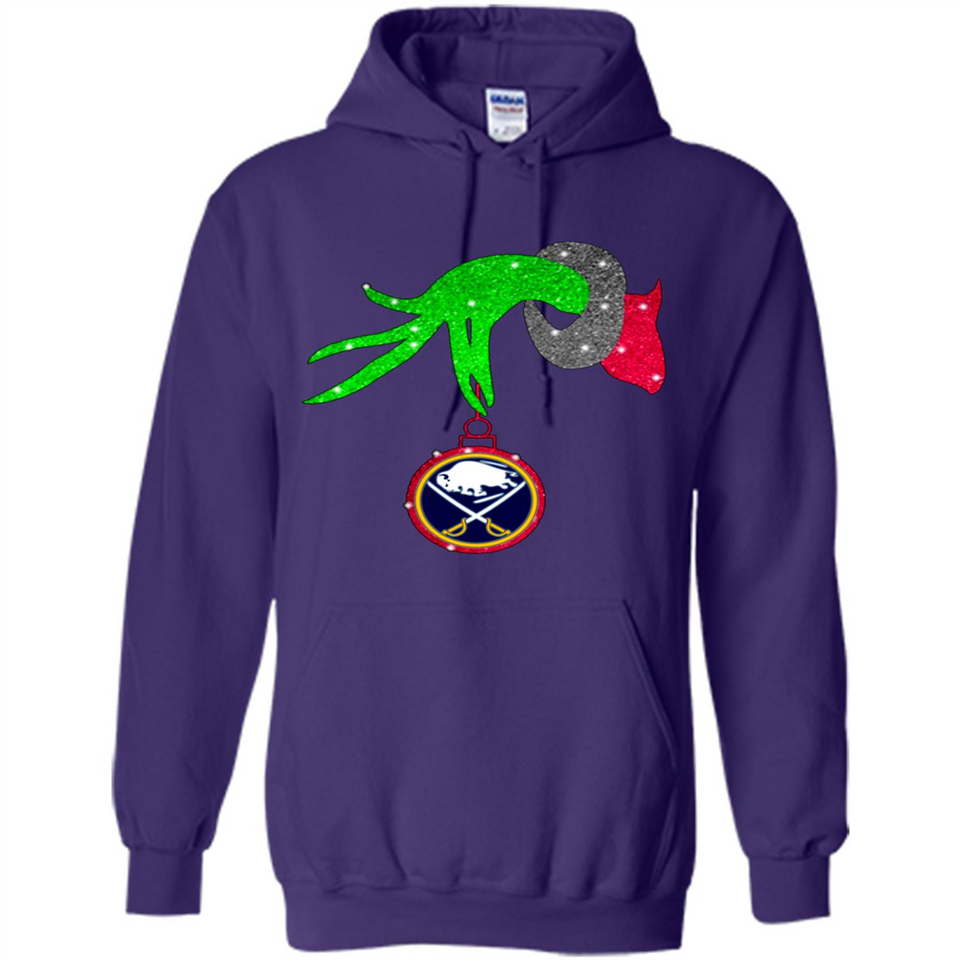 GRINCH HAND HOLDING BUFFALO SABRES GLITTER CHRISTMAS PINGPONG
