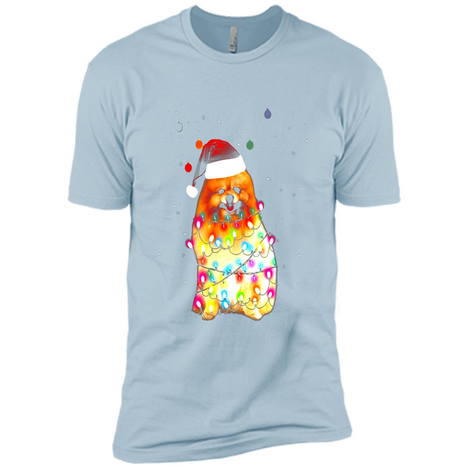 Pomeranian Santa Lights Christmas Dog Xmas Sweatshirt - Premium Short Sleeve T-Shirt