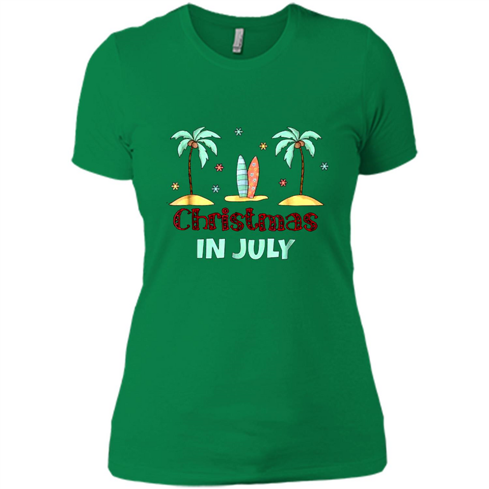 Christmas In July Shirt Surfing Palm Trees Surfboard - Ladies' Boyfriend T-Shirt