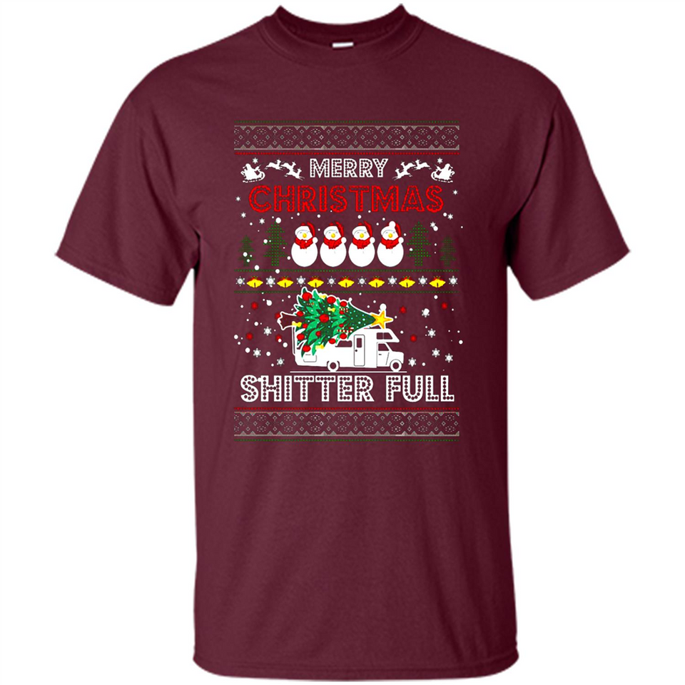 Merry Christmas Shitter Full Christmas Tree Snowman Sweater PINGPONG - Shirt
