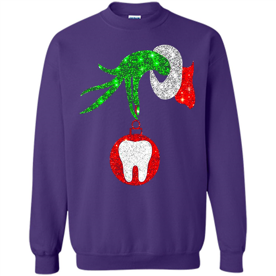 Christmas Nurse Grinch hand holding clinic dental ornament - Sweatshirt