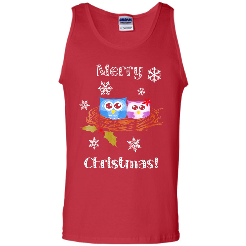 Cute Christmas Shirt Merry Christmas Snowflakes Owls Nest