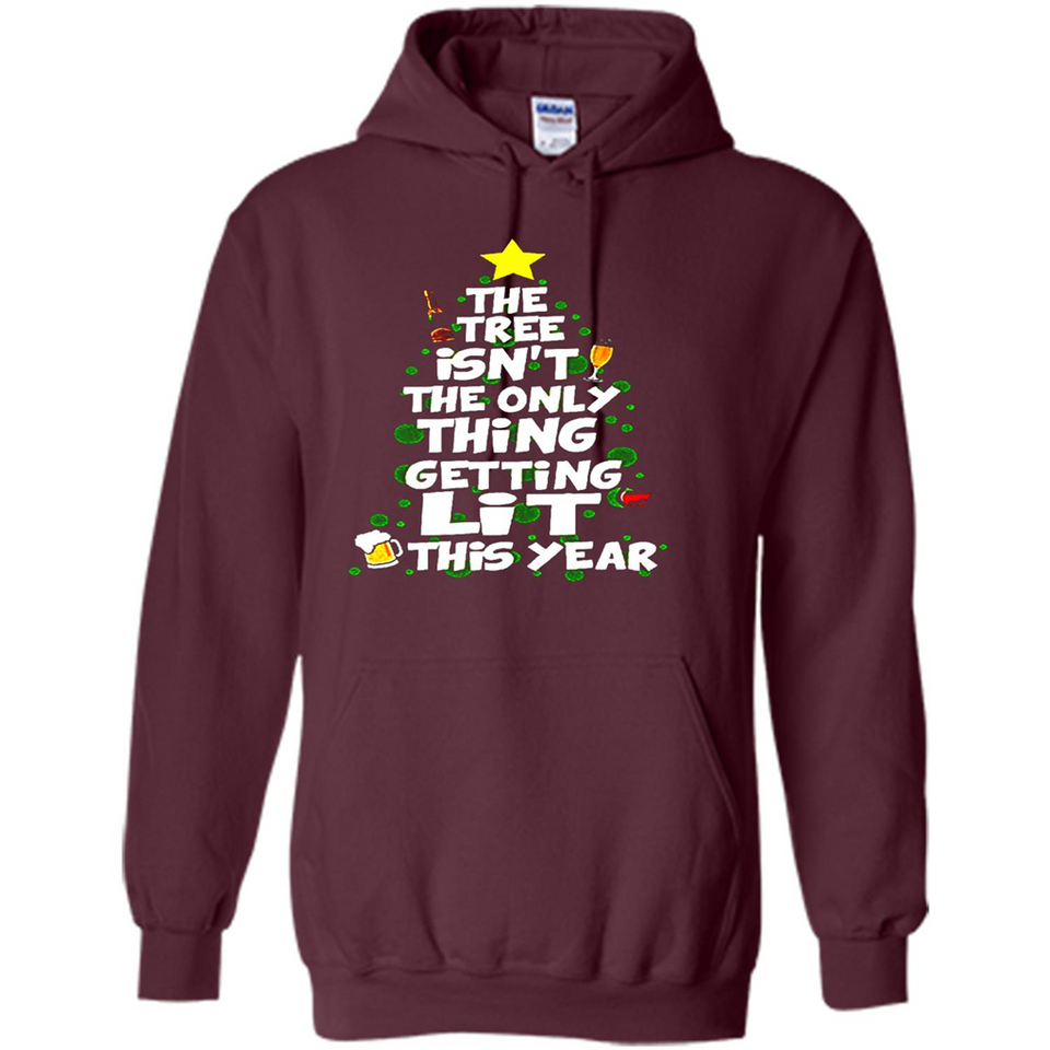 Funny Christmas Tree Drinking Sweatshirt Adult Boozy Festive - Hoodie