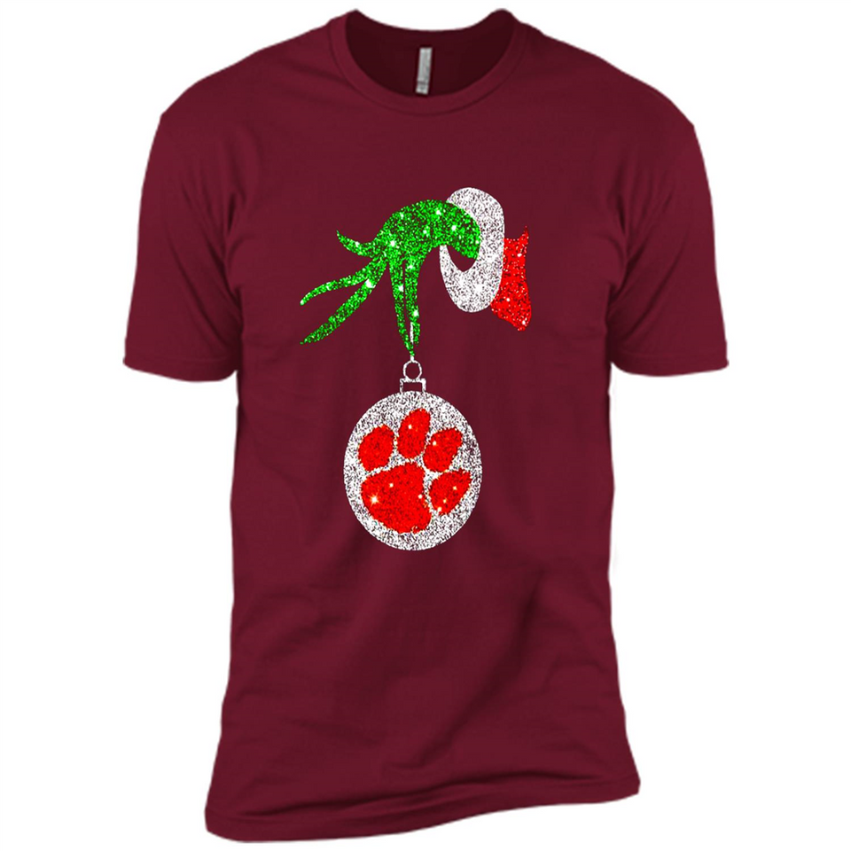 Amazing tee Clemson Tigers Glitter Grinch Monogram Ornament Christmas Gift - Premium Short Sleeve T-Shirt