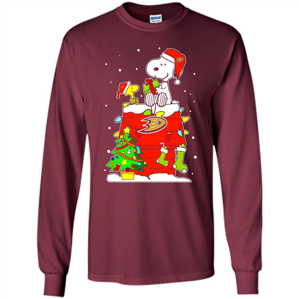 Anaheim Ducks Snoopy Ugly Christmas Sweaters - Sao chép - Long Sleeve T-Shirt