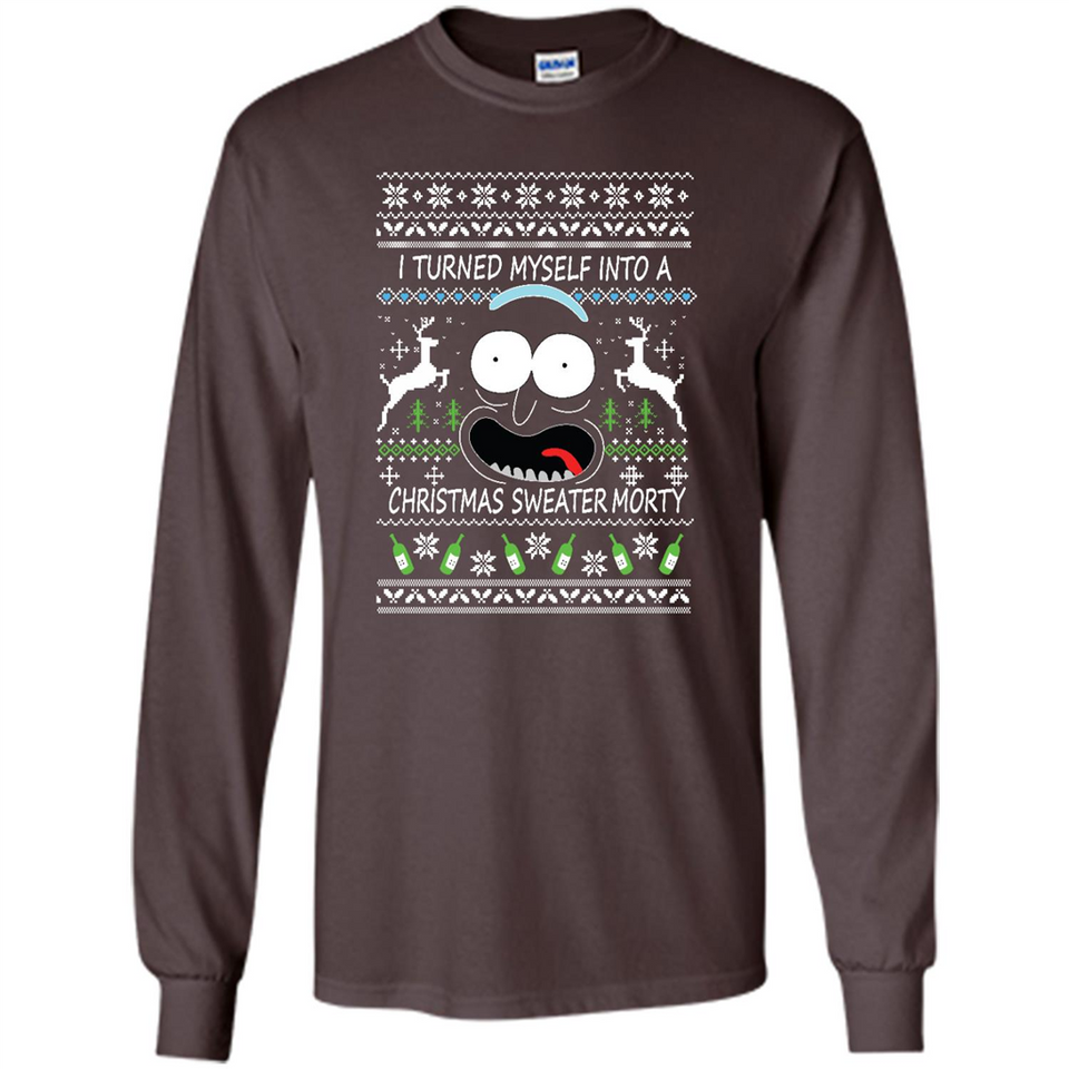 RICK AND MORTY-I TURNED MYSELF INTO A CHRISTMAS SWEATER MORTY UGLY XMAS SWEATER