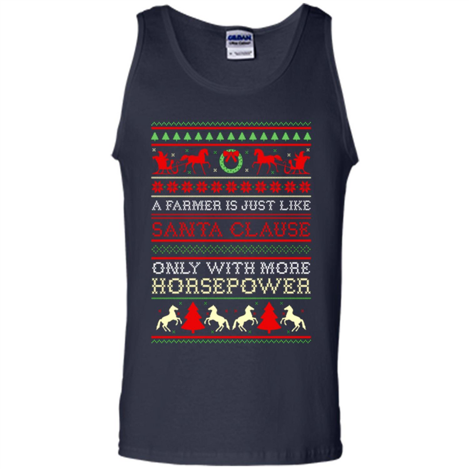 Funny Farmers Gift Ugly Santa Claus Horsepower - Tank Top