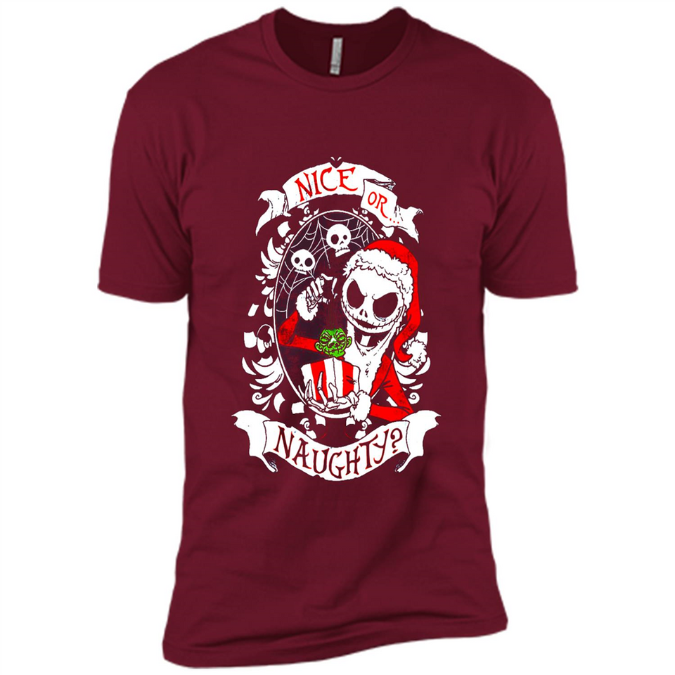 Christmas Shirt, Santa Nice Or Naughty Xmas - Premium Short Sleeve T-Shirt