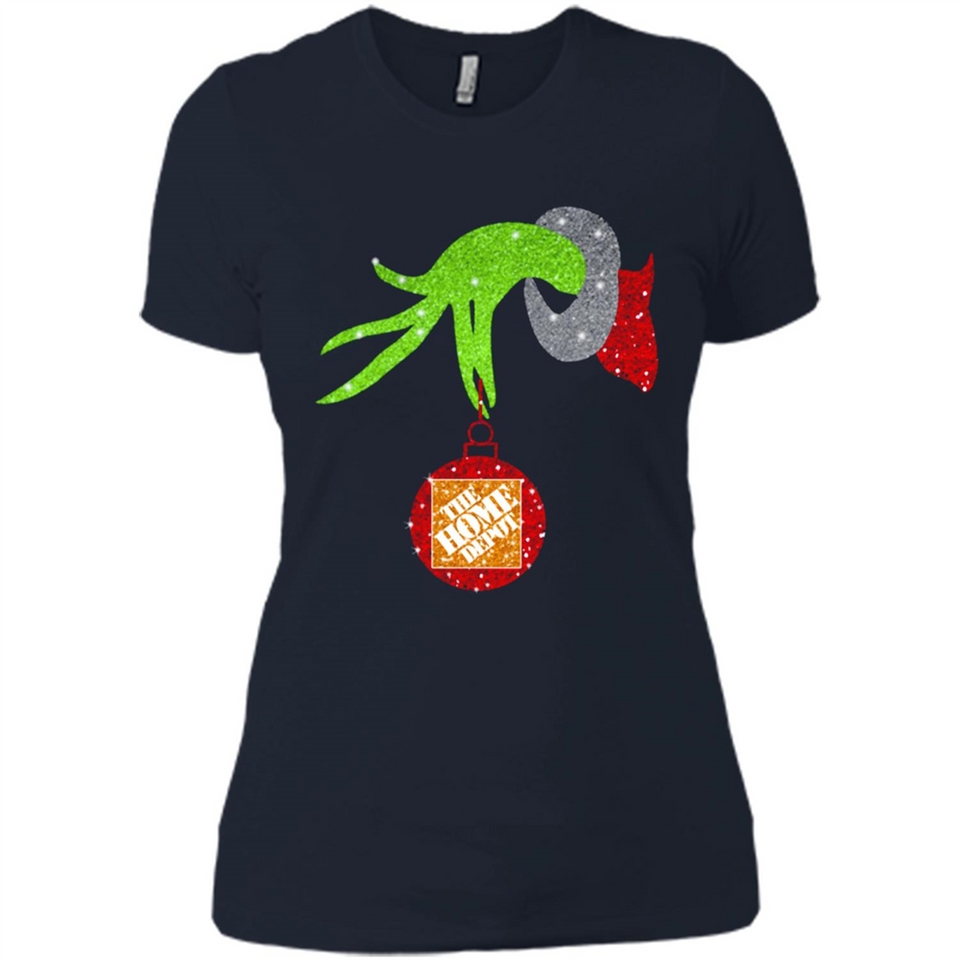 Grinch hand holding Logo HomeDepot Glitter Christmas - Ladies' Boyfriend T-Shirt