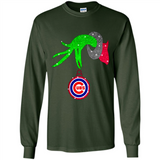 GRINCH HAND HOLDING CHICAGO CUBS GLITTER CHRISTMAS PINGPONG
