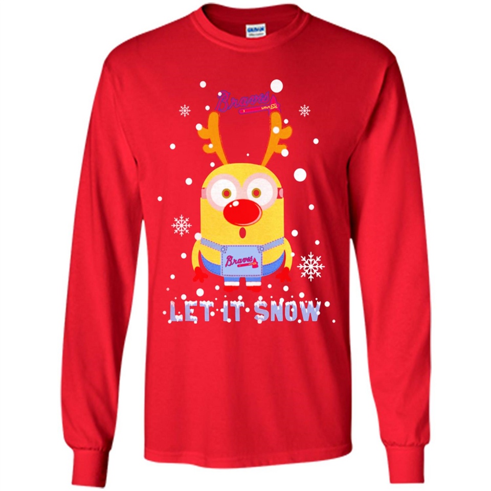 Minion Atlanta Braves Ugly Christmas Sweater Let it Snow - Long Sleeve T-Shirt