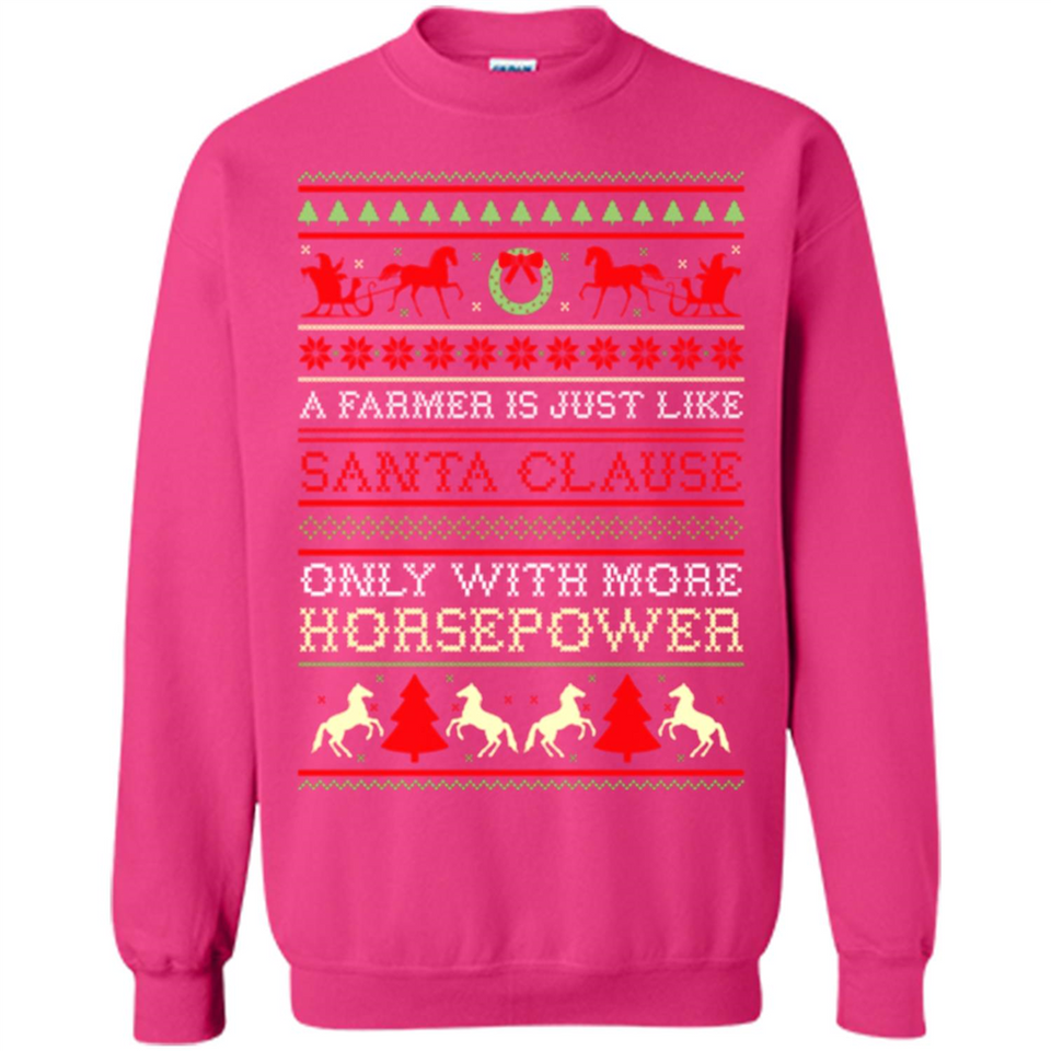 Funny Farmers Gift Ugly Santa Claus Horsepower - Sweatshirt