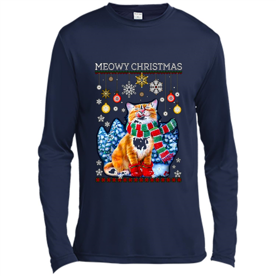 Meowy Christmas Ugly Funny Cats Lover PINGPONG
