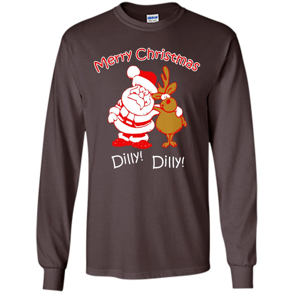 Christmas T-Shirt Santa And Reindeer Dilly Dilly - Long Sleeve T-Shirt