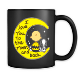 I LOVE YOU TO THE MOON AND BLACK CHARLIE BROWN AND SNOOPY