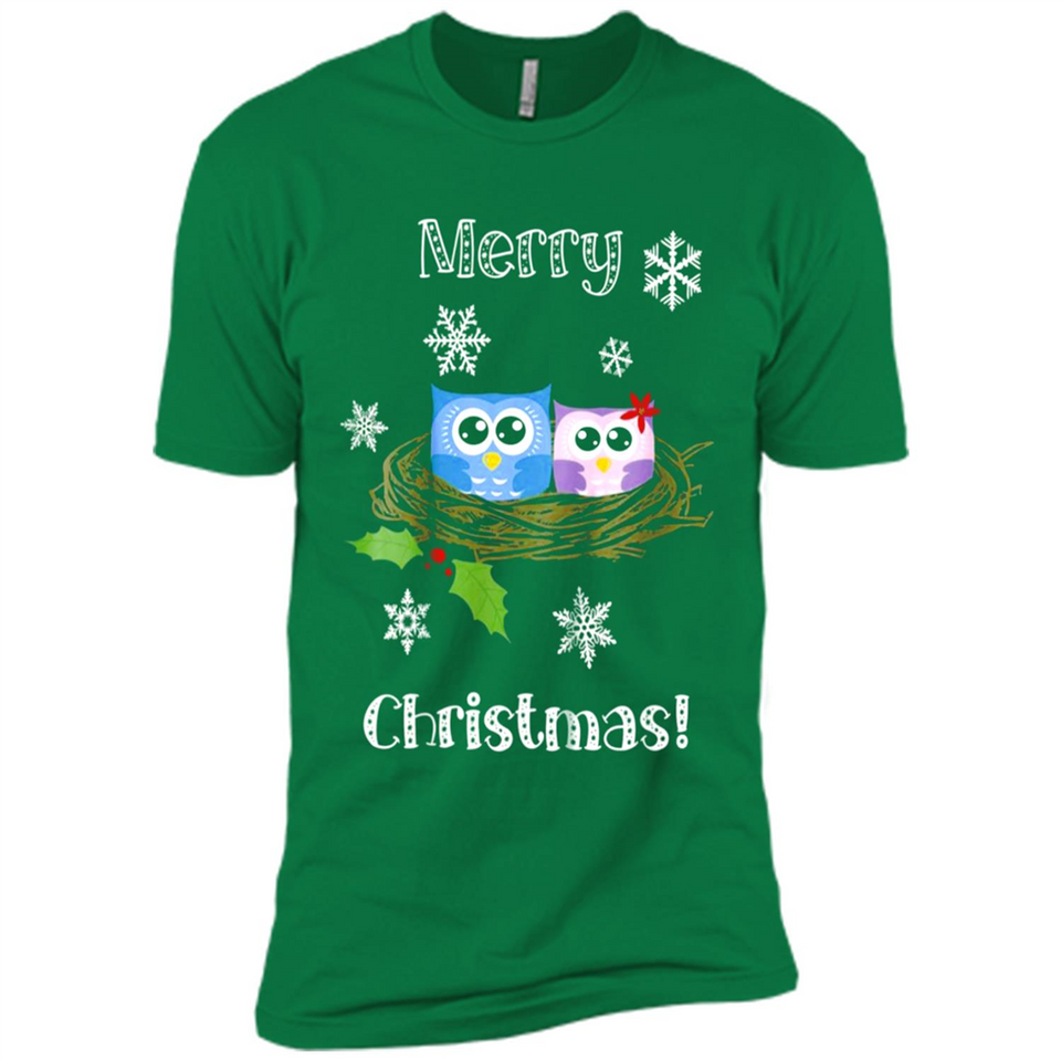 Cute Christmas Shirt Merry Christmas Snowflakes Owls Nest