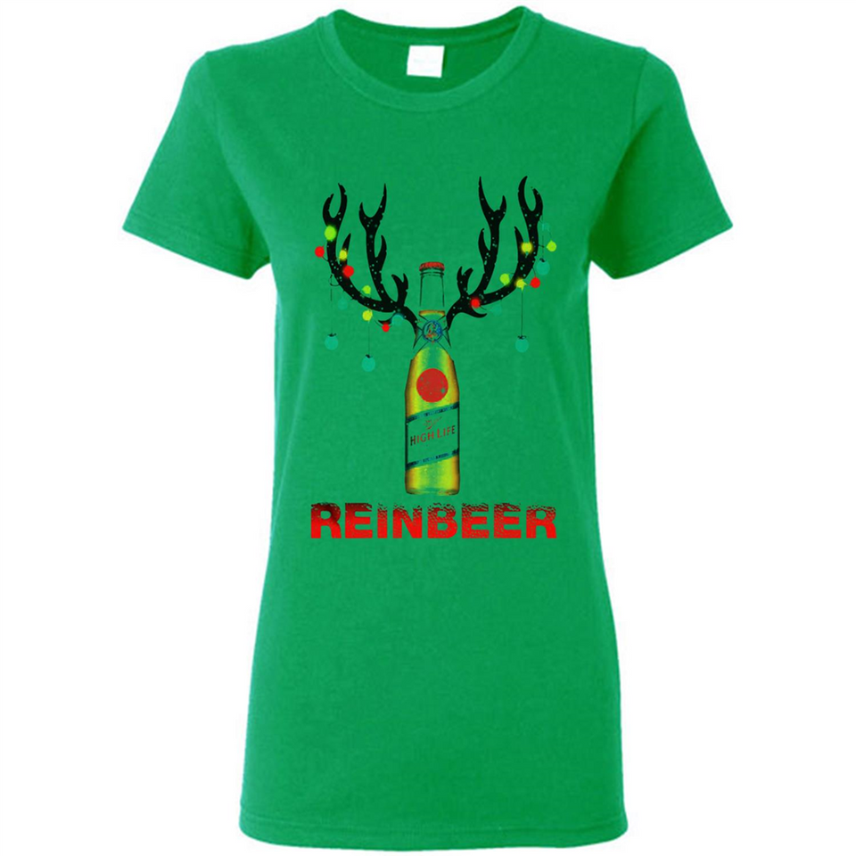 Miller High Life beer reinbeer Christmas - Ladies Short-Sleeve