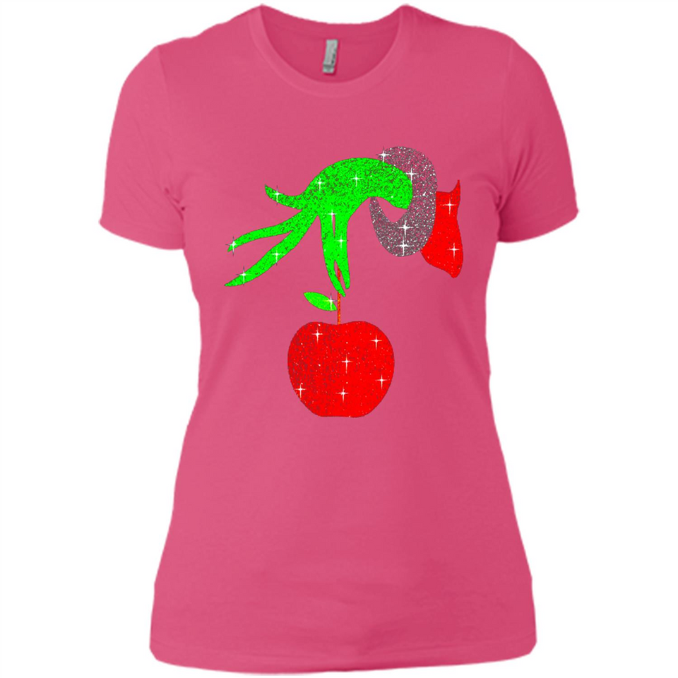 Christmas The Grinch Hand Holding Apple Ornament sweater - Ladies' Boyfriend T-Shirt