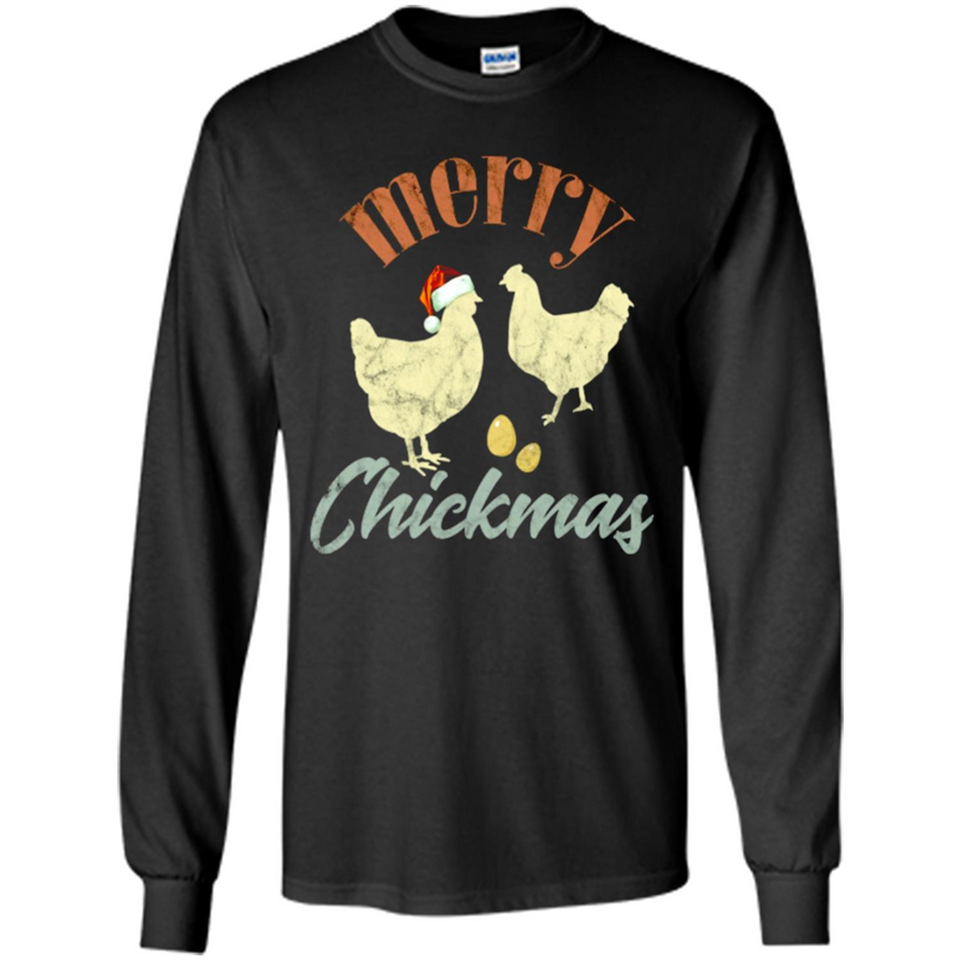 Christmas Chicken Vintage Shirt Funny Santa Hen Farmer Lover - Long Sleeve T-Shirt