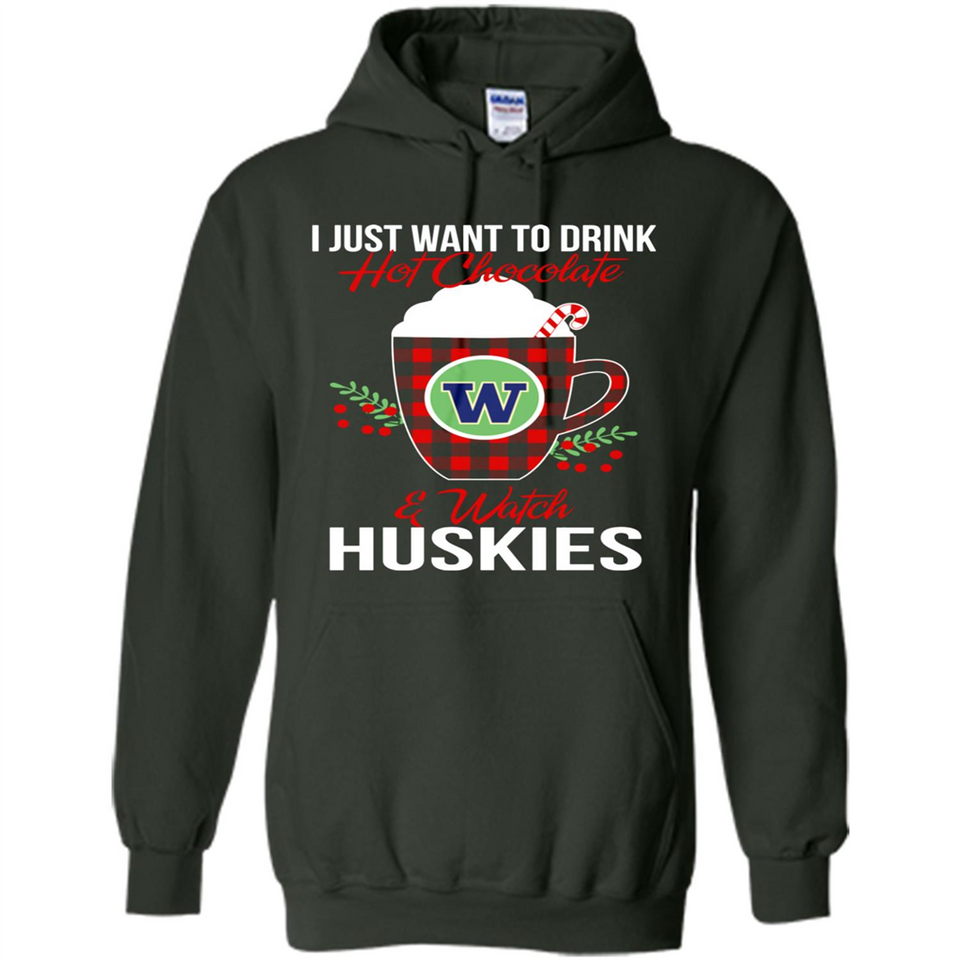 I Just Want To Drink Hot Chocolate & Watch Washington Huskies Ugly Christmas Sweater PINGPONG