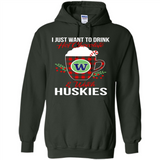 I Just Want To Drink Hot Chocolate & Watch Washington Huskies Ugly Christmas Sweater PINGPONG