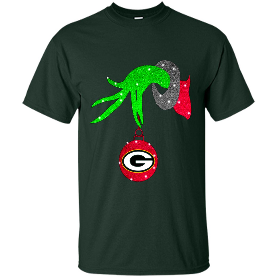 GRINCH HAND HOLDING GREEN BAY PACKERS GLITTER CHRISTMAS PINGPONG