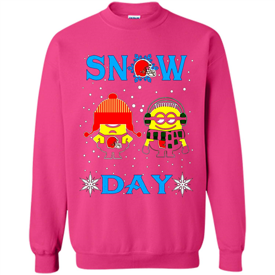 Snow Day Shirt For Cleveland Browns Vs Minion Fans pingpong