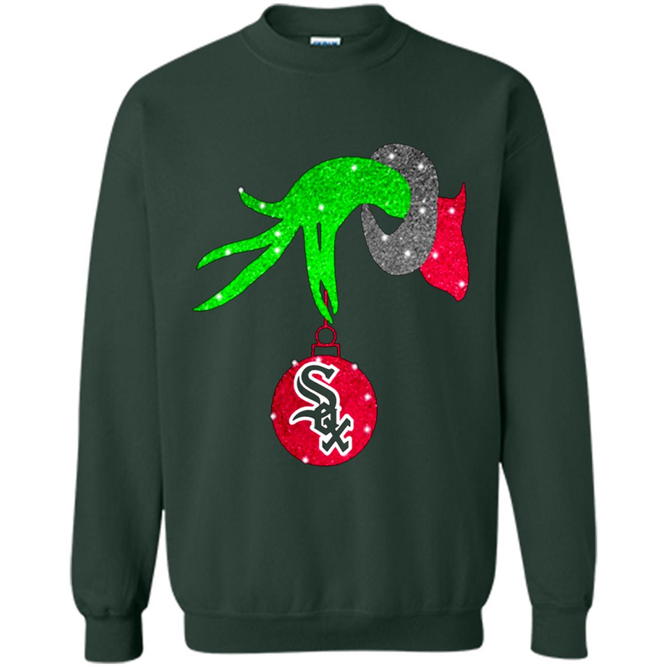 GRINCH HAND HOLDING CHICAGO WHITE SOX GLITTER CHRISTMAS PINGPONG