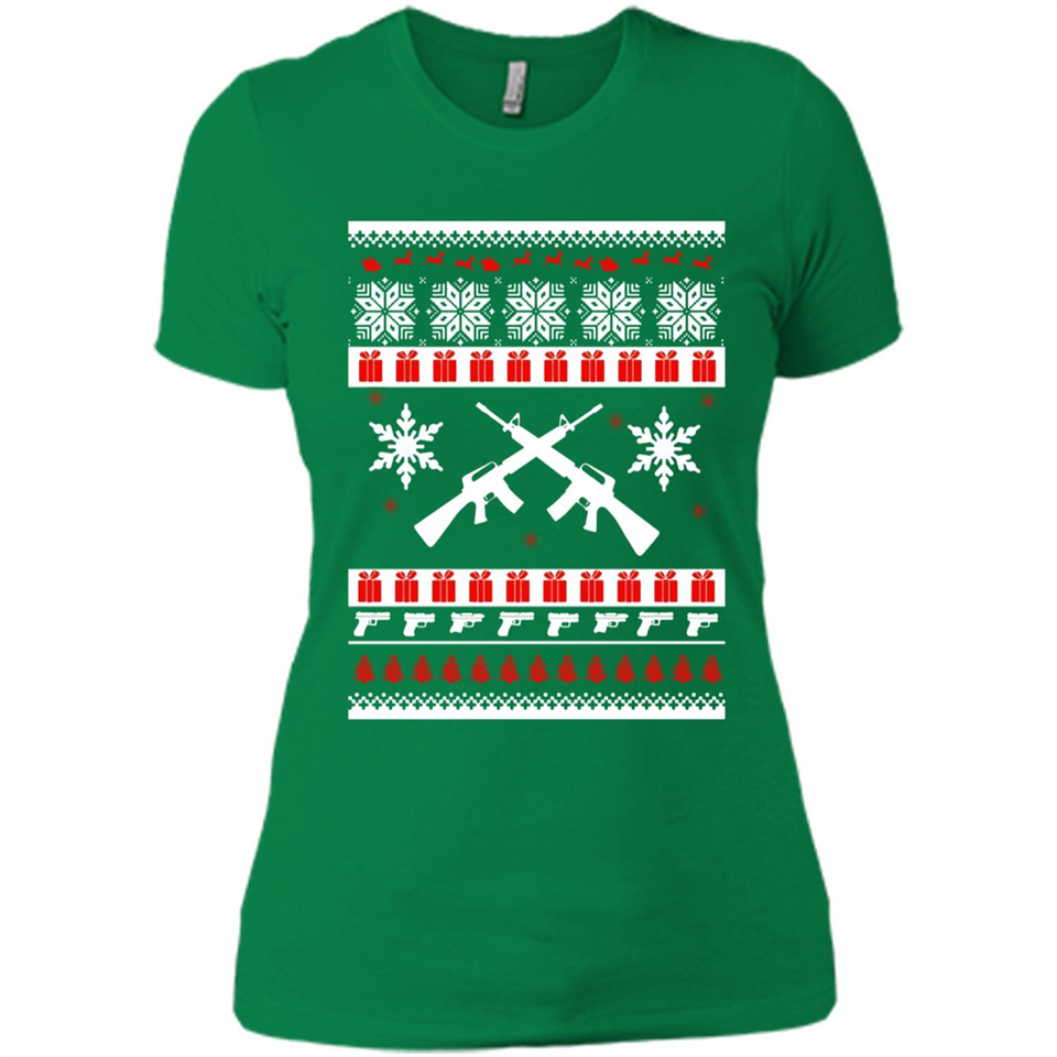 Rifle I Want Rifle Guns For Christmas ugly - Ladies' Boyfriend T-Shirt