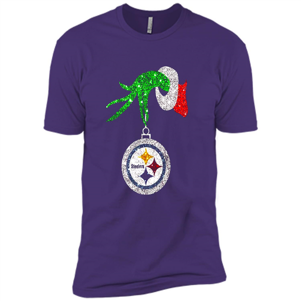 Fantastic Pittsburgh Steelers Glitter Grinch Monogram Ornament Christmas Gift - Premium Short Sleeve T-Shirt