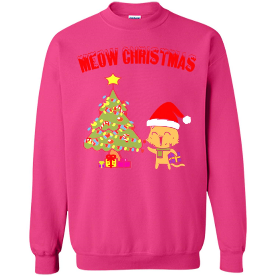 Meow merry christmas- cat and pine merry christmas - Sweatshirt