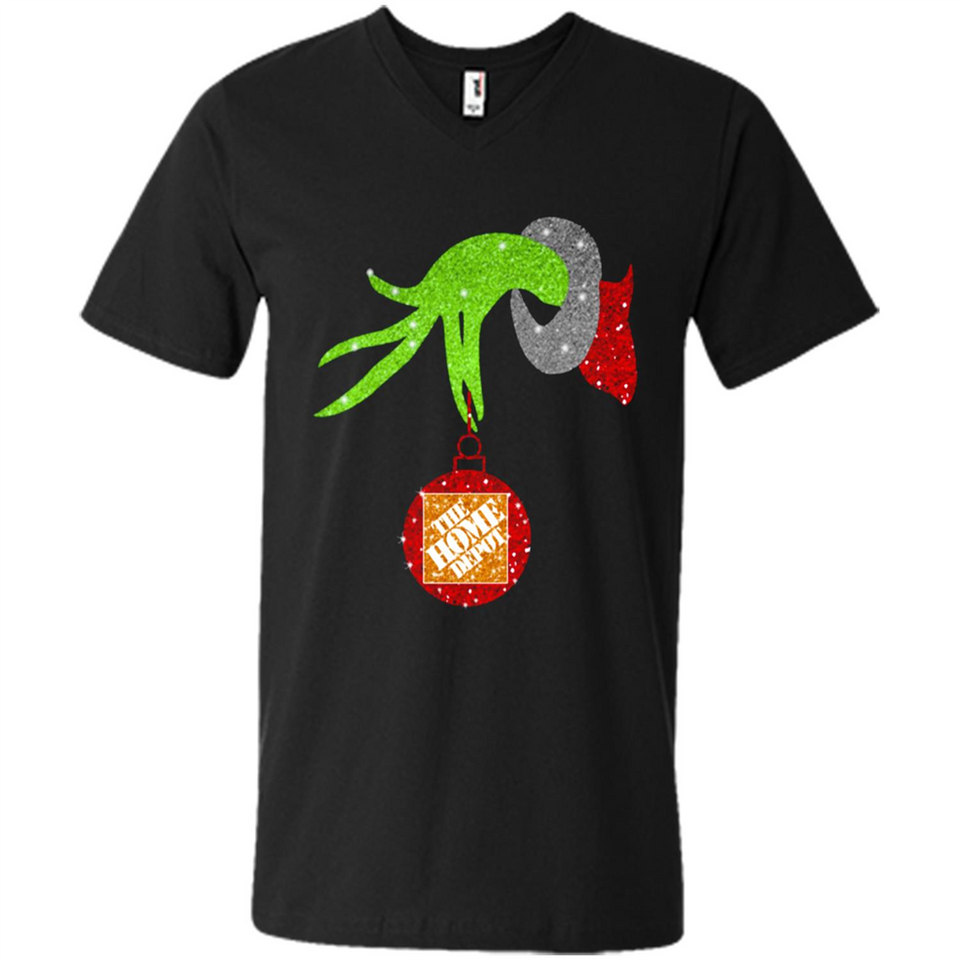 Grinch hand holding Logo HomeDepot Glitter Christmas - Men's V-Neck