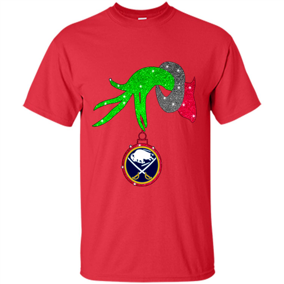 GRINCH HAND HOLDING BUFFALO SABRES GLITTER CHRISTMAS PINGPONG