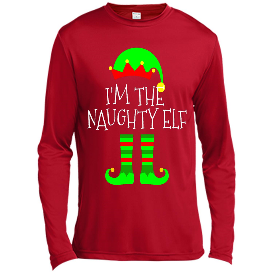 Matching Family Christmas Shirt Funny I'm The Naughty Elf Black mugs PINGPONG - Canvas Long Sleeve T-Shirt