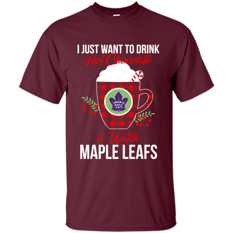 I Just Want To Drink Hot Chocolate & Watch Toronto Maple Leafs Ugly Christmas Sweater PINGPONG
