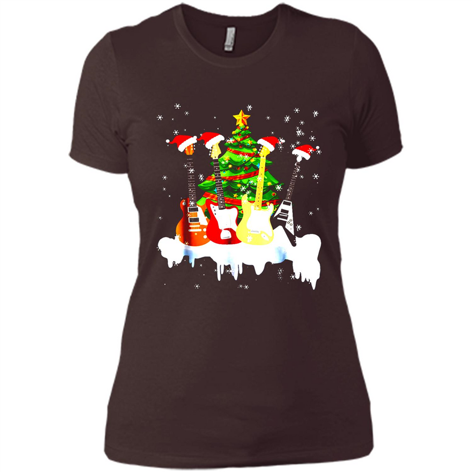 Santa Hat Electric Guitar Classical Guitar Christmas shirt Ladies' Boyfriend