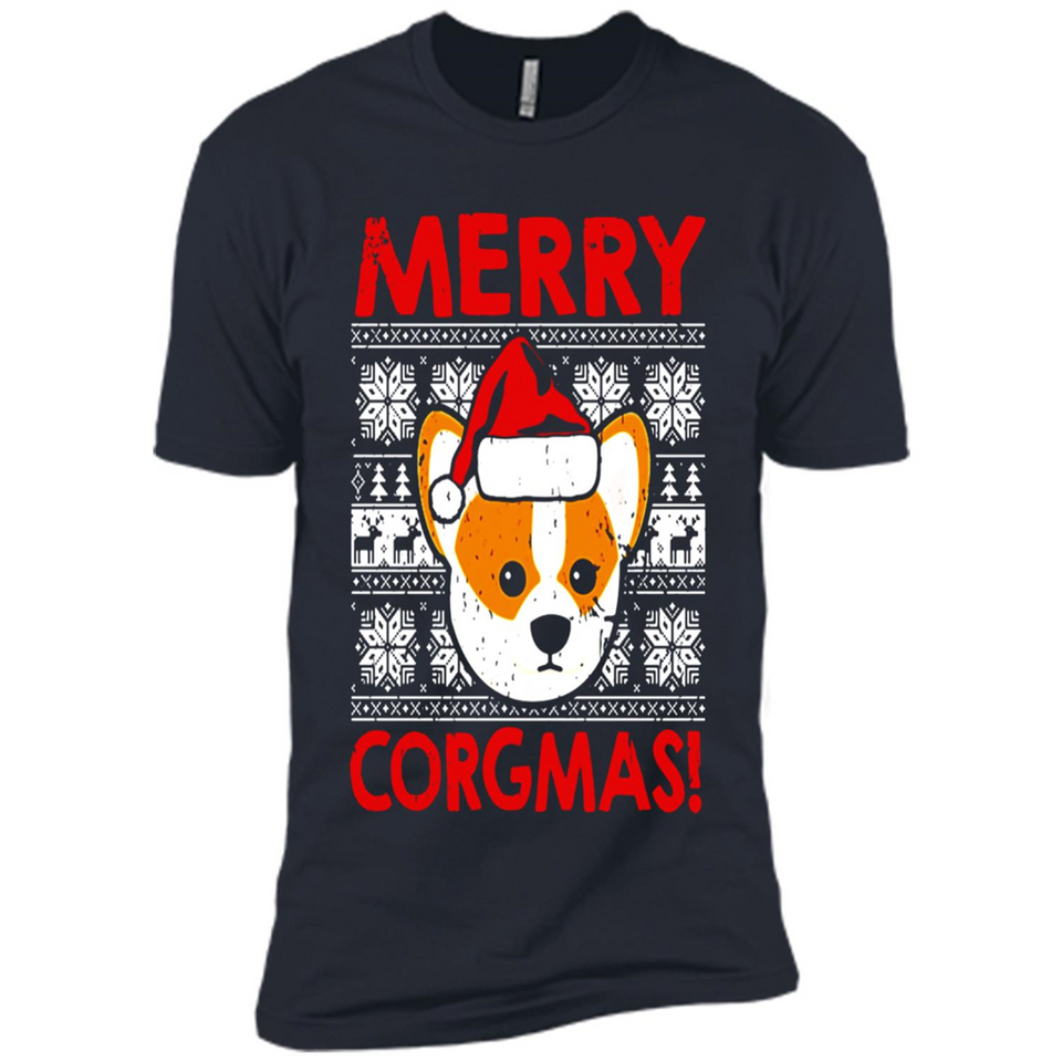 Funny Christmas Santa Corgi Dog Merry Corgmas - Premium Short Sleeve T-Shirt