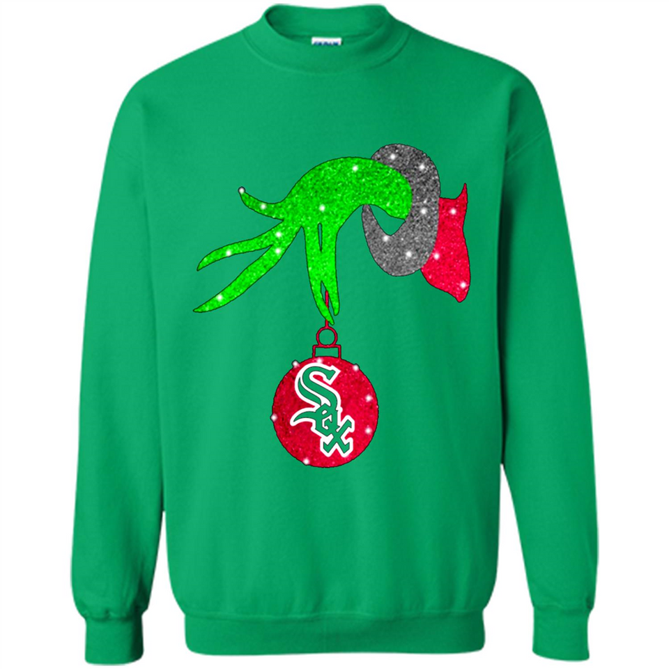 GRINCH HAND HOLDING CHICAGO WHITE SOX GLITTER CHRISTMAS PINGPONG