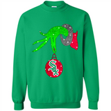 GRINCH HAND HOLDING CHICAGO WHITE SOX GLITTER CHRISTMAS PINGPONG
