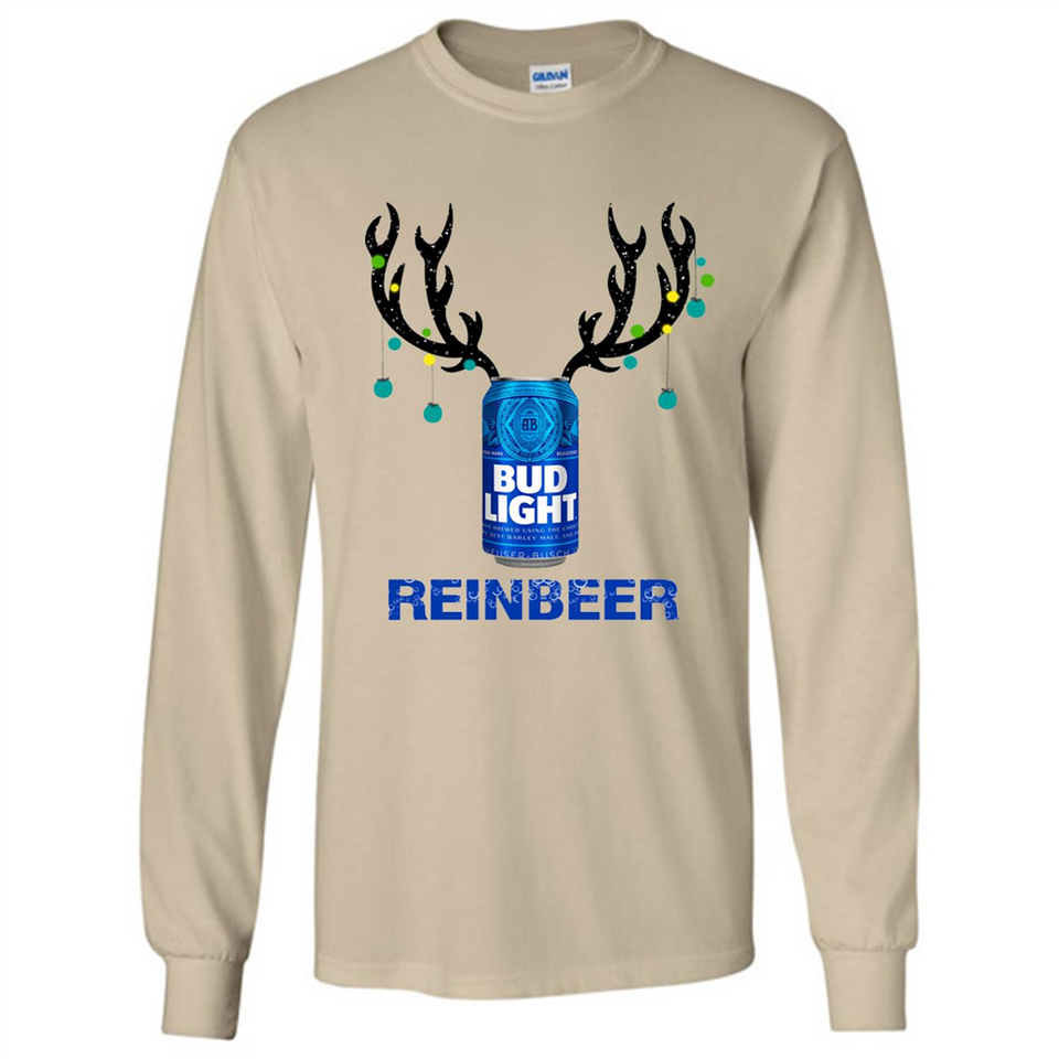 Bud Light Reinbeer Funny Beer Reindeer Christmas Sweatshirt - Long Sleeve T-Shirt