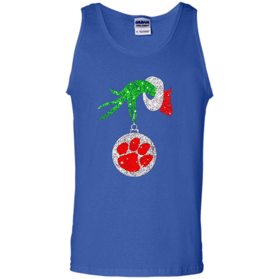 Amazing tee Clemson Tigers Glitter Grinch Monogram Ornament Christmas Gift - Tank Top