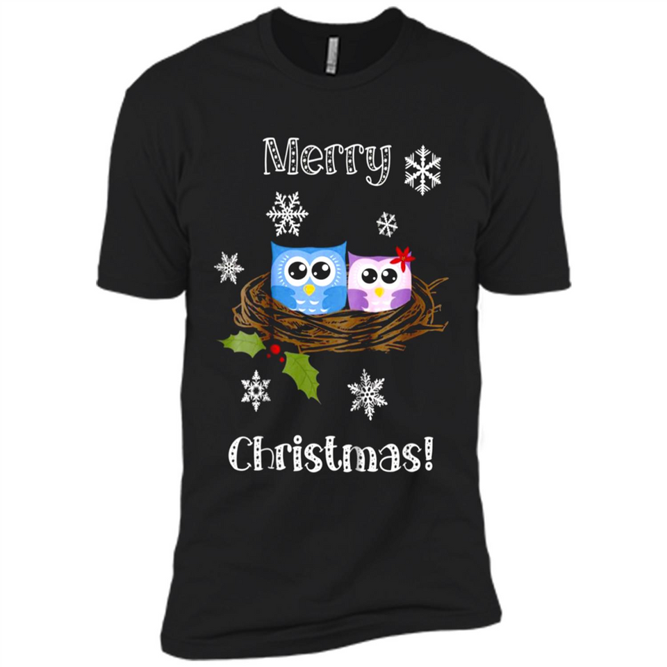 Cute Christmas Shirt Merry Christmas Snowflakes Owls Nest