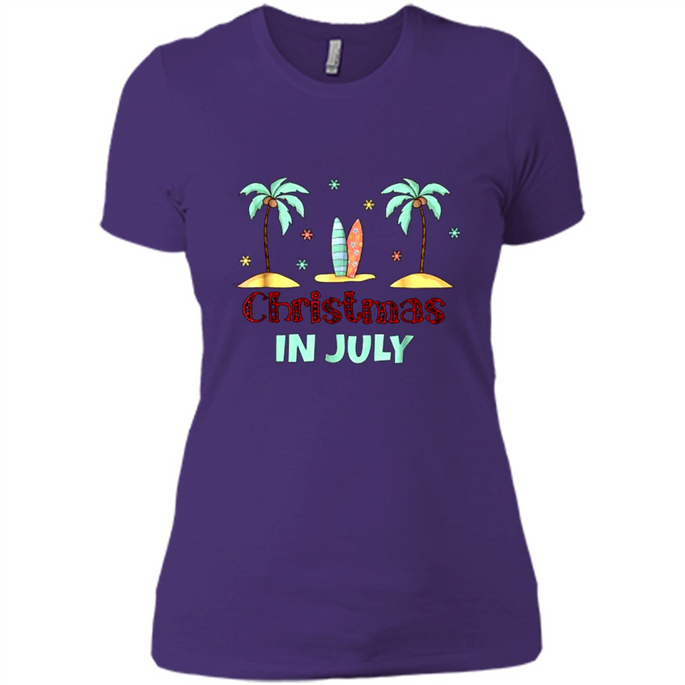 Christmas In July Shirt Surfing Palm Trees Surfboard - Ladies' Boyfriend T-Shirt