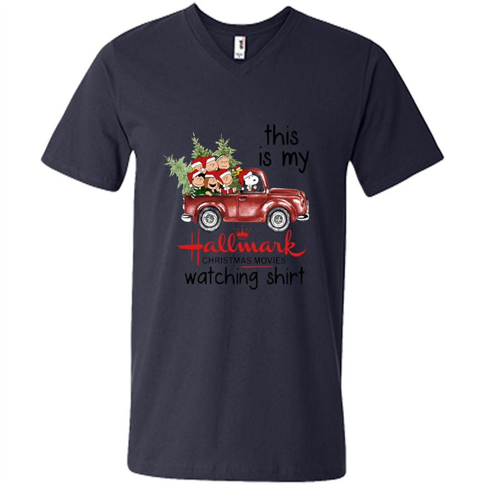 Snoopy This Is My Hallmark Christmas Movies Watching T-Shirt - Men's V-Neck
