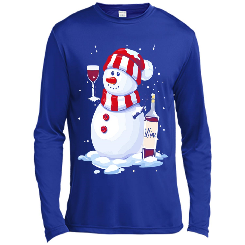 Cute Snowman drink Red Wine Christmas - Canvas Long Sleeve T-Shirt