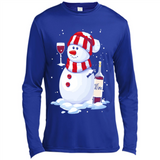 Cute Snowman drink Red Wine Christmas - Canvas Long Sleeve T-Shirt